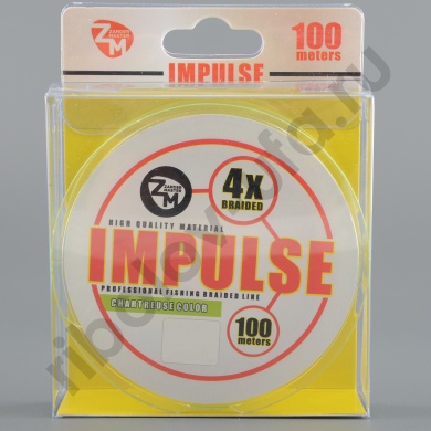 Шнур плетёный Zander Master Impulse x4 chartreuse, 100м, 0.10мм