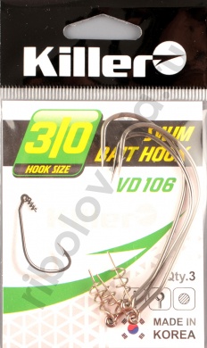 Офсетный крючок Killer Swim bait hook VD-106 № 3/0