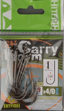 Одинарные крючки Hitfish с насечками SH Carry Worm #4/0 (9шт/уп)
