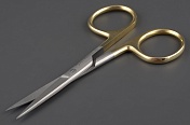 Ножницы прямые с заточкой для меха FLY-FISHING HAIR SCISSOR 4.5” HALF GOLD ZF-288 