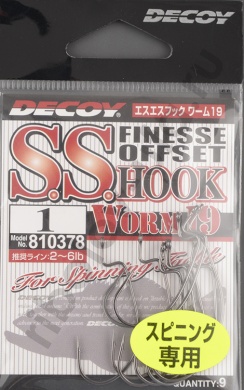 Офсетные крючки Decoy S.S.Finesse Offset Hook Worm19  №1 (9шт/уп)