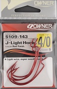 Офсетный крючок Owner 5109 Red №4/0 J-Light Hook