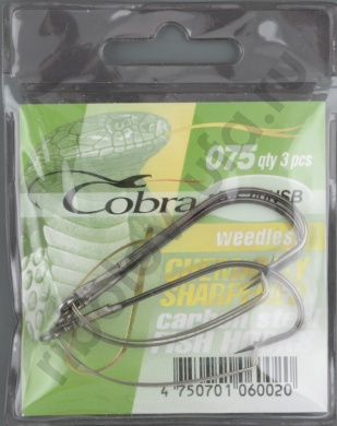 Одинарные крючки Cobra WEEDLESS сер.075 разм.002/0 (3шт)