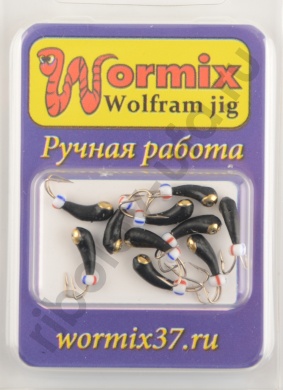 Мормышка Wormix точеная вольфрамовая Коза d=2.5 Уралка с золотой коронкой 0,4гр арт. 1451