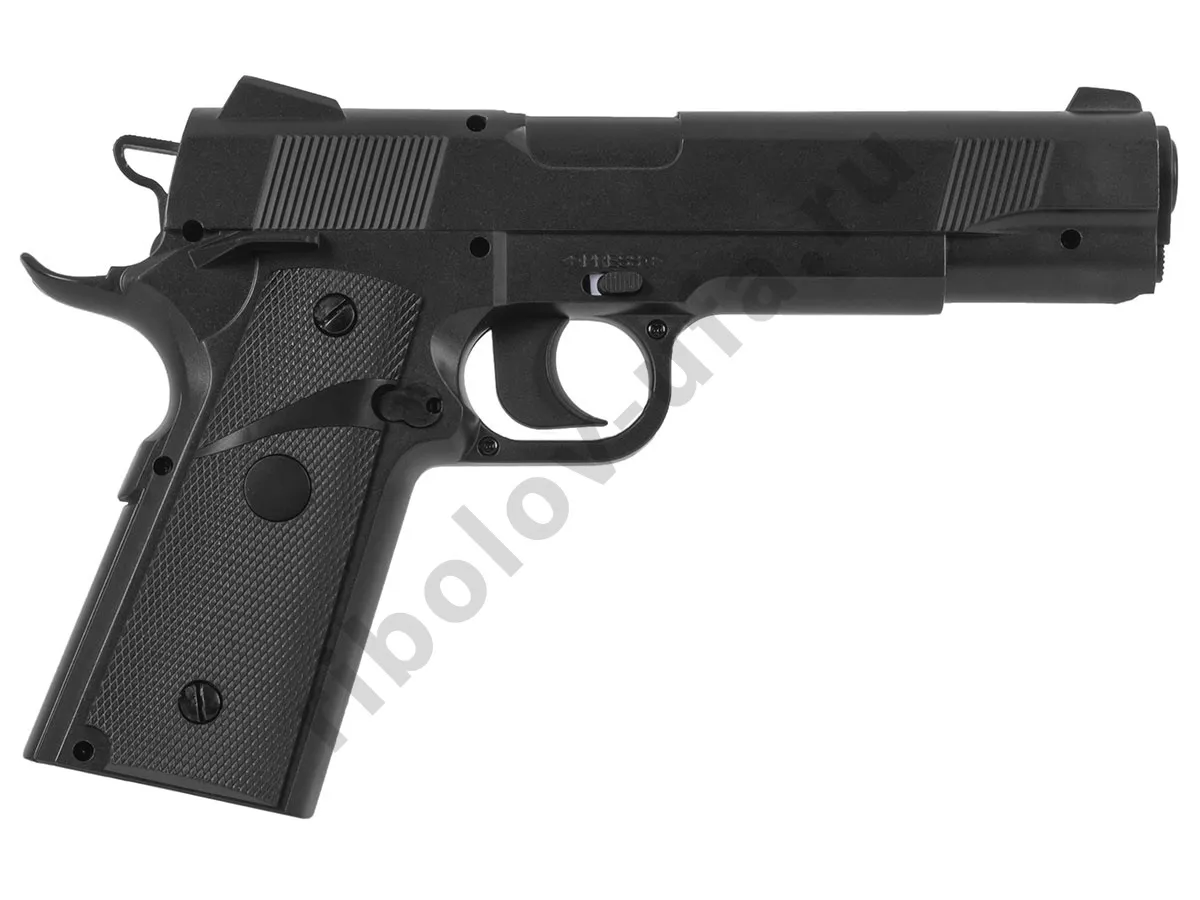 Пистолет пневм. Stalker S1911M (Colt 1911) к.4,5мм, 12г CO2, металл, 120 м/с, чёрный