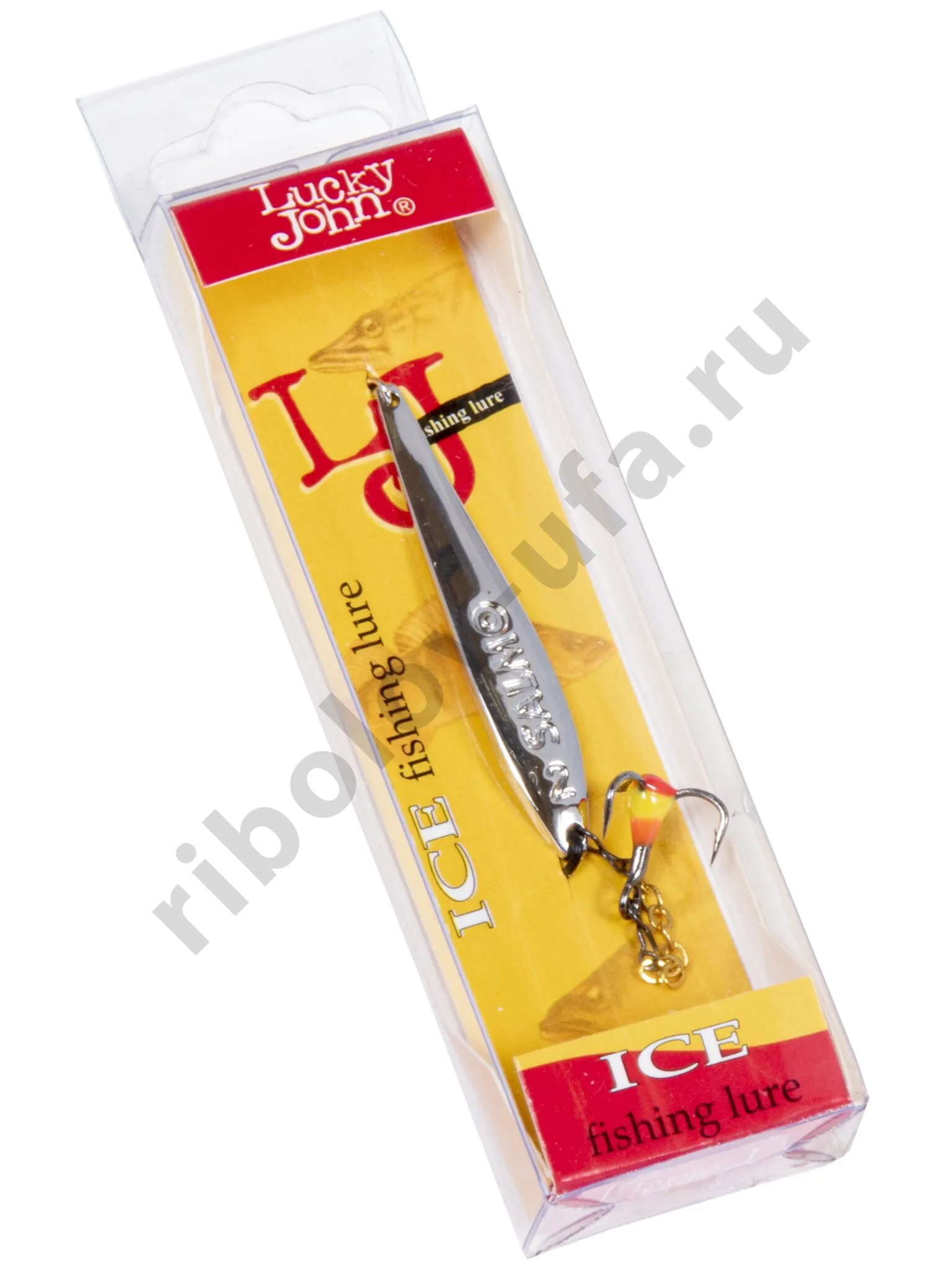 Блесна зимняя вертикал.Lucky John S-2-Z c цепочкой и тройником 4г Sil