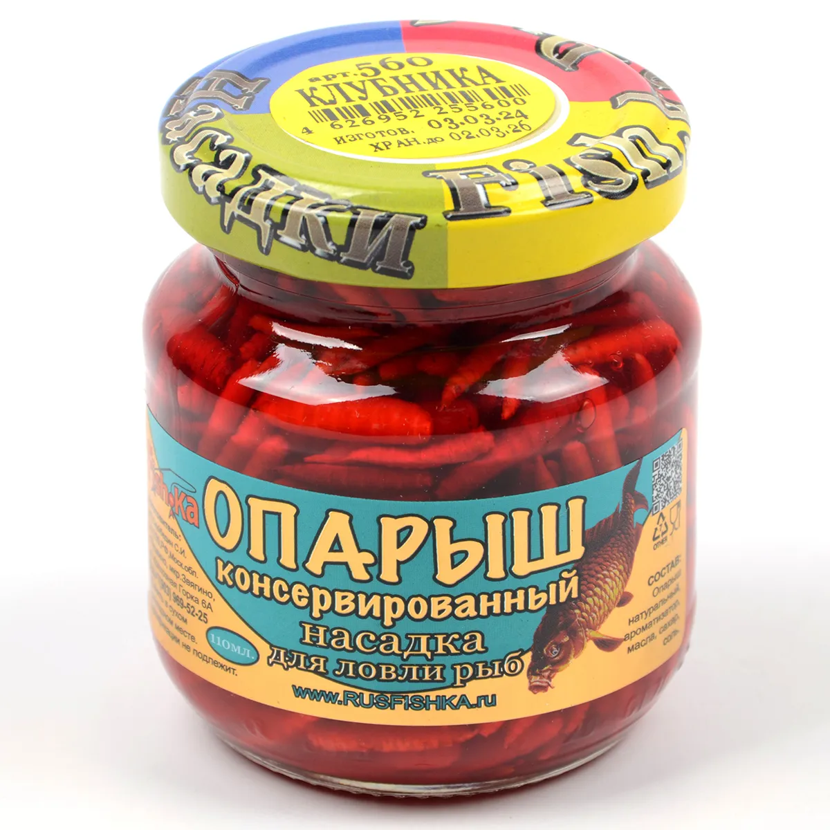 Насадка Fish.ka Опарыш консерв. Клубника 110мл стекл/б