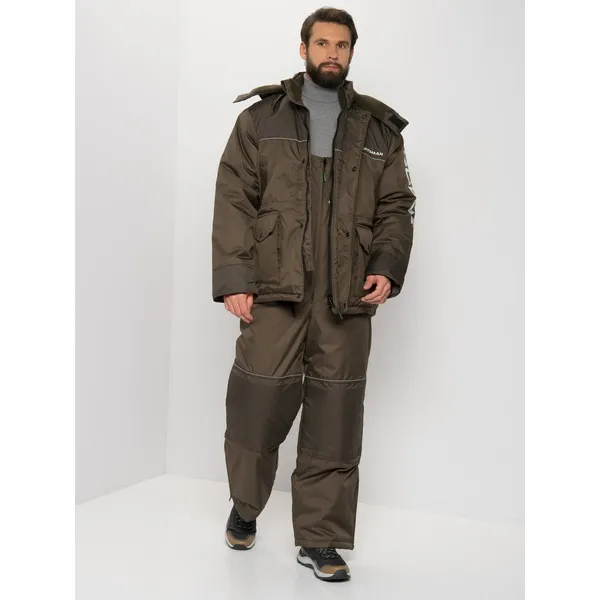 Костюм зимний Huntsman Полюс цв. Хаки ткань Cell со снегозащ. гетрами р. 44-46 рост 170-176 (РР)