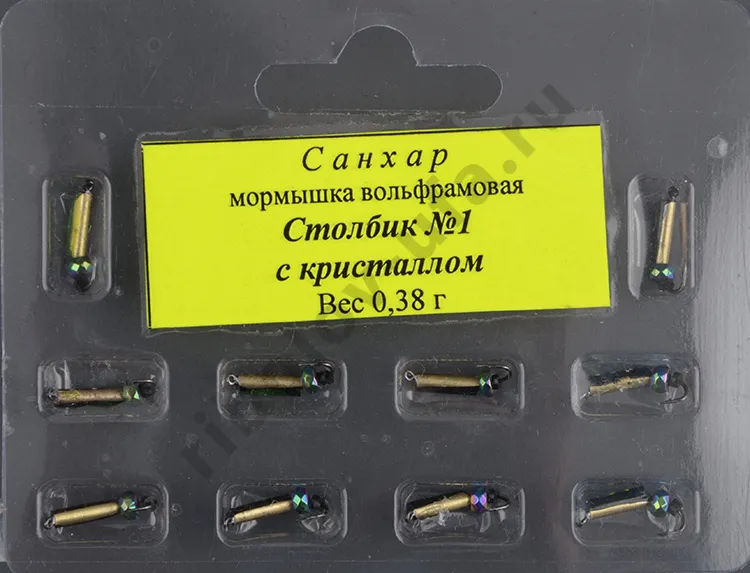 Мормышка вольфрам. Санхар Столбик №1 кристалл хамелеон,1.5/7 мм, 0.38гр латунь (10 шт/уп)