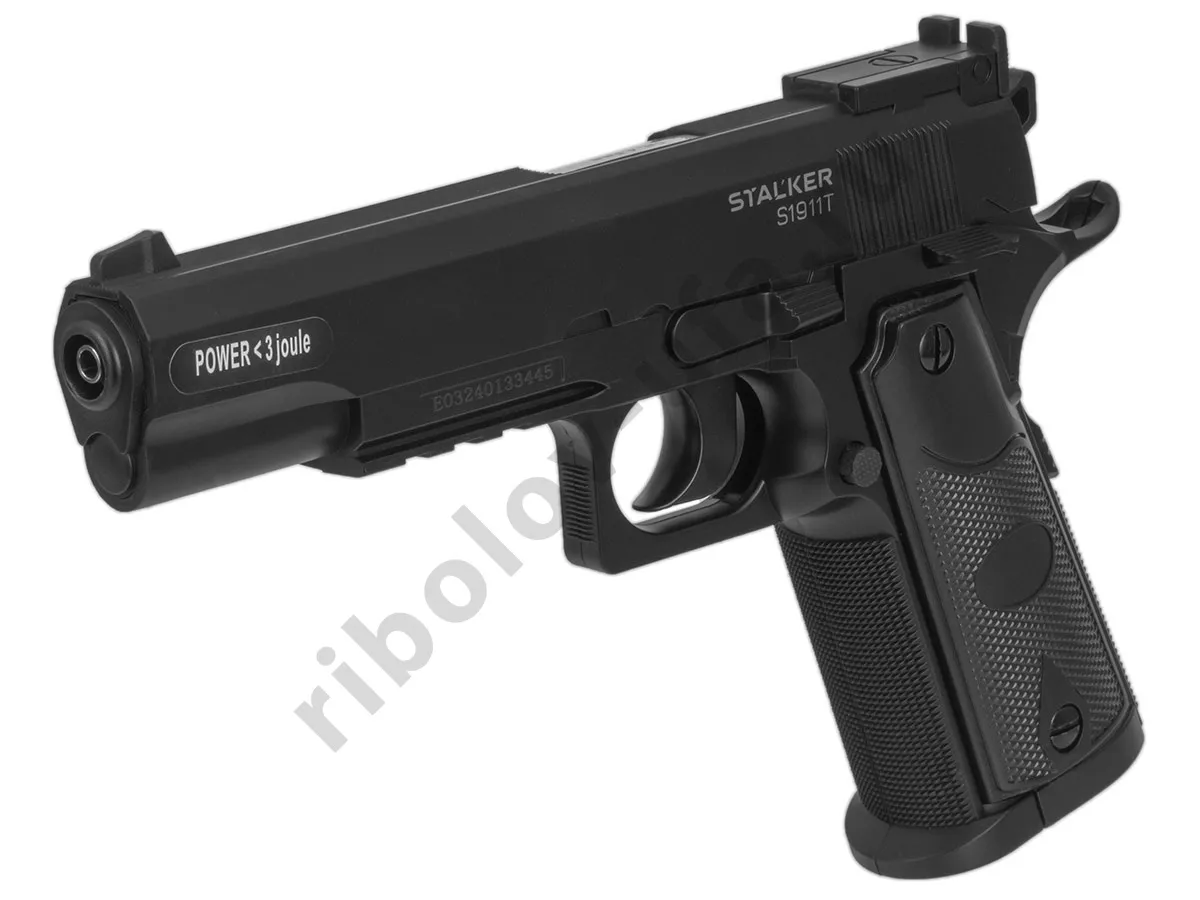 Пистолет пневм. Stalker S1911T, кал 4,5мм. 12г СО2, пластик, 120 м/с (Colt 1911)