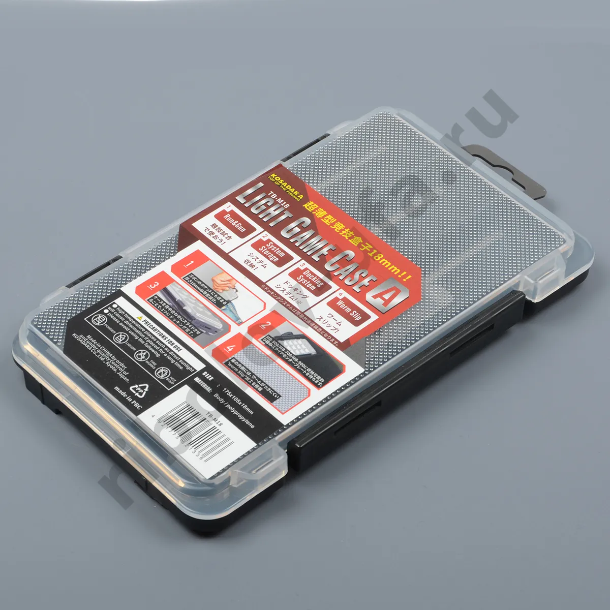 Коробка Kosadaka Light Game Case A 175*105*18мм чёрная стыкуемая, 3 продол.секции + съёмн.вст