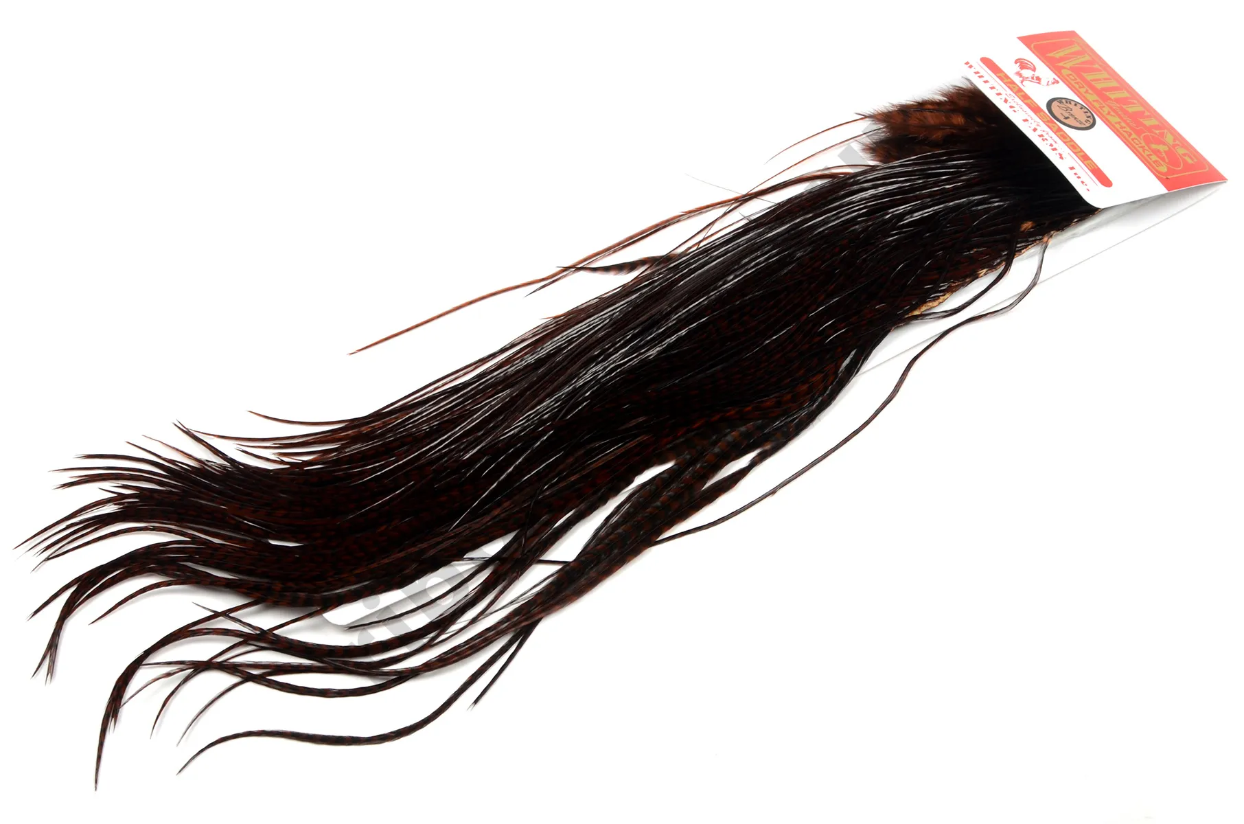 Половинка петушиного седло Whiting Bronze Midge 1/2 Saddle Grizzly dyed Coachman Brown