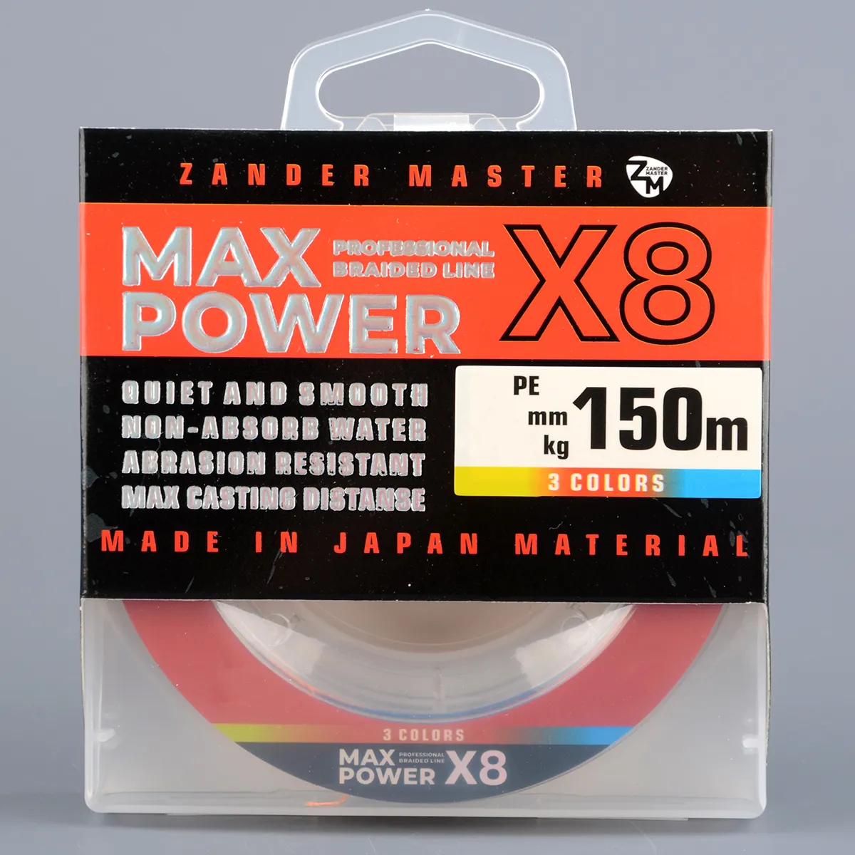 Шнур плетёный Zander Master Max Power x8 multicolor, 150м, 0.10мм, 4,65кг