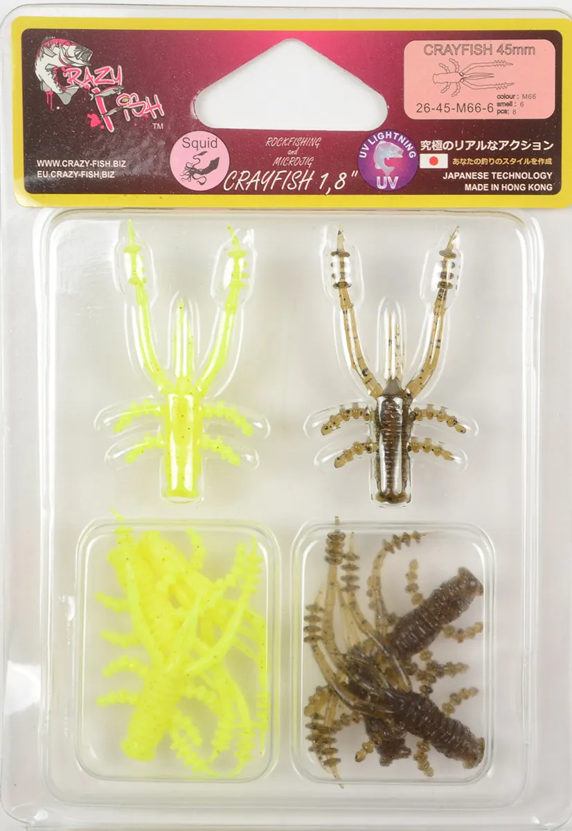 Силиконовая приманка Crazy Fish Crayfish 1,8in 45мм цв.М66 (кальмар)
