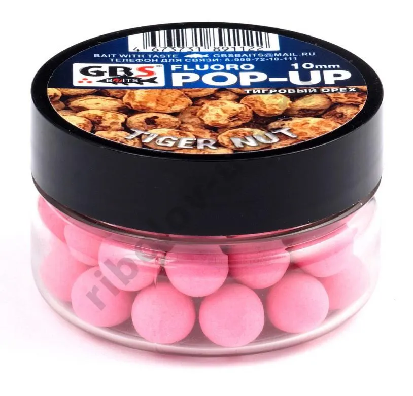 Бойлы GBS Baits Pop-up плавающие 10мм 55гр (банка) Tiger Nut розовый