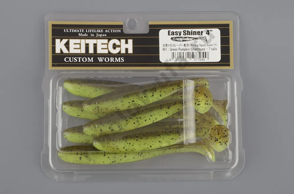Силиконовая приманка Keitech Easy Shiner 3 inch 7,6см 2гр (10шт/уп) # 401 Green Pumkin/Chartreuse
