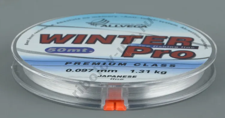 Леска ALLVEGA поводковая Winter Pro 50м  0,105мм  1,59кг прозрачная