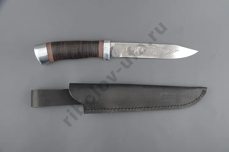 Нож Разведчик 2 Охотник, рукоять: кожа наборная