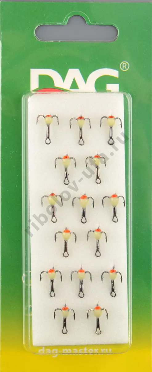 Тройник Dag Master Капля со стразой Белый с кр.Mustad №16 UF