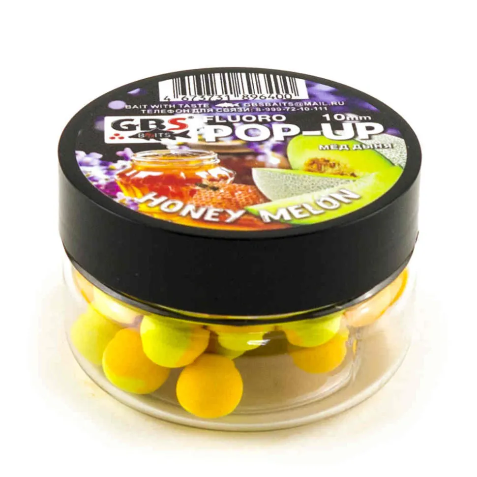 Бойлы GBS Baits Pop-up плавающие 10мм 55гр (банка) Honey Melon Медовая Дыня 