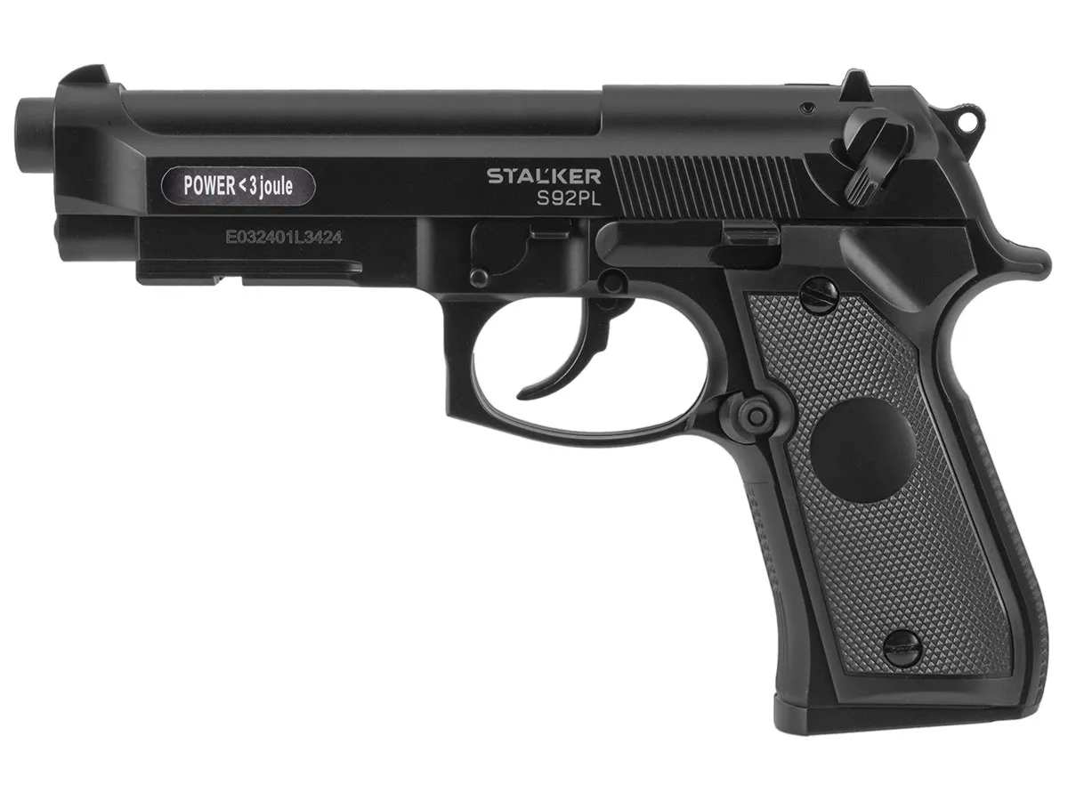 Пистолет пневм. Stalker S92PL, кал 4,5мм. 12г СО2, пластик, 120 м/с (Beretta 92)