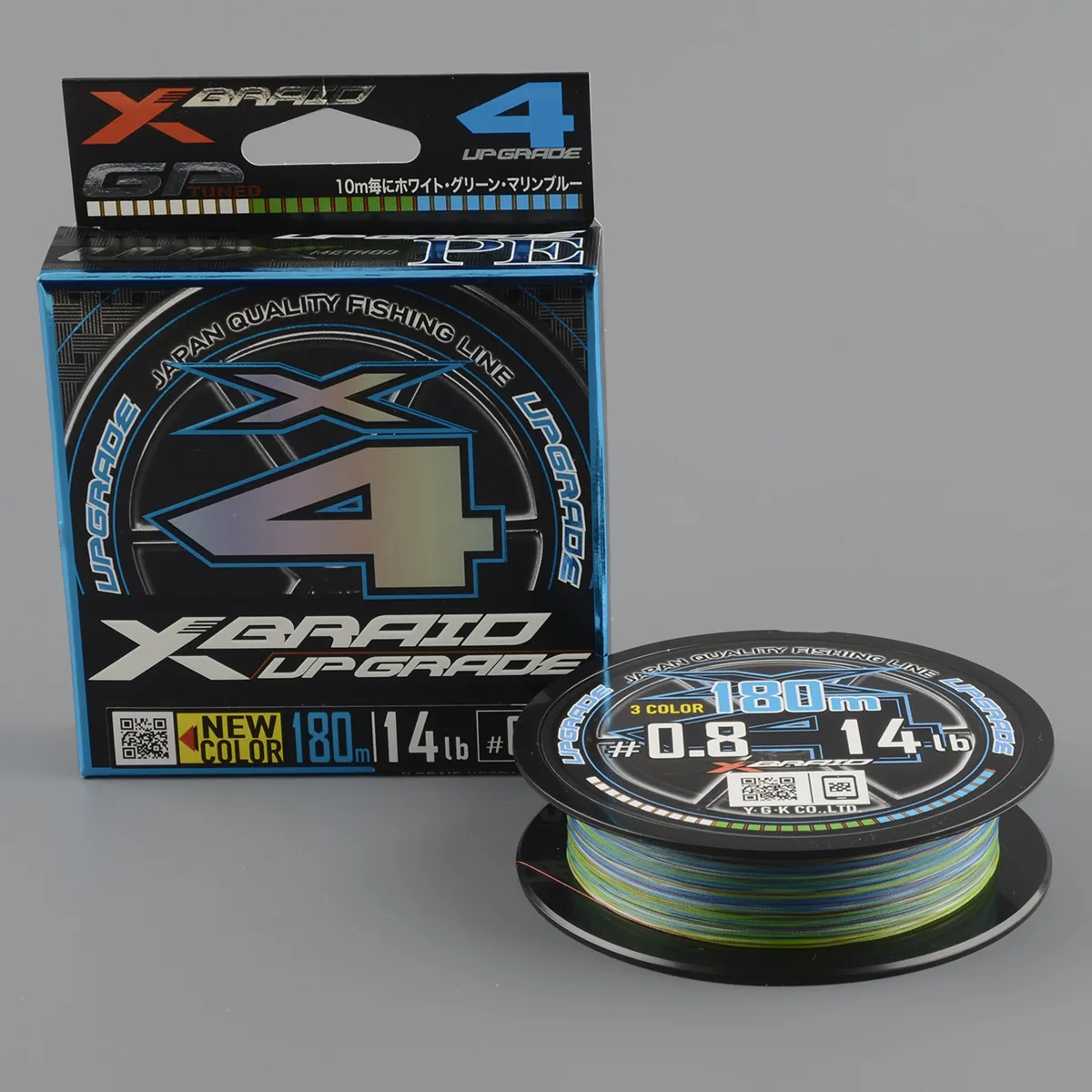 Шнур плетёный Ygk X-Braid Upgrade X4 3color 180m #0.8/14 lb