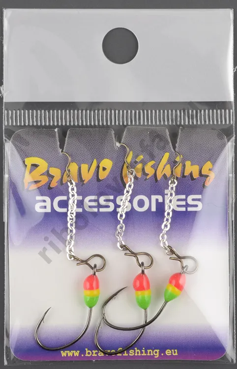 Мормышка вольфрам Bravo Fishing эпоксид. крючок №6 цв.SF на цепочке 3.0см, заст. №1x2 Sil