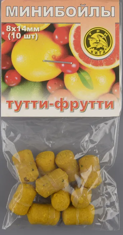 Минибойлы Три кита d.8х14мм Тутт-Фрутти на резинке (10шт/уп) 