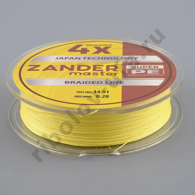 Шнур плетёный Zander Master Braided Line x4 желтый, 125м, 0.16мм, 9.20 кг