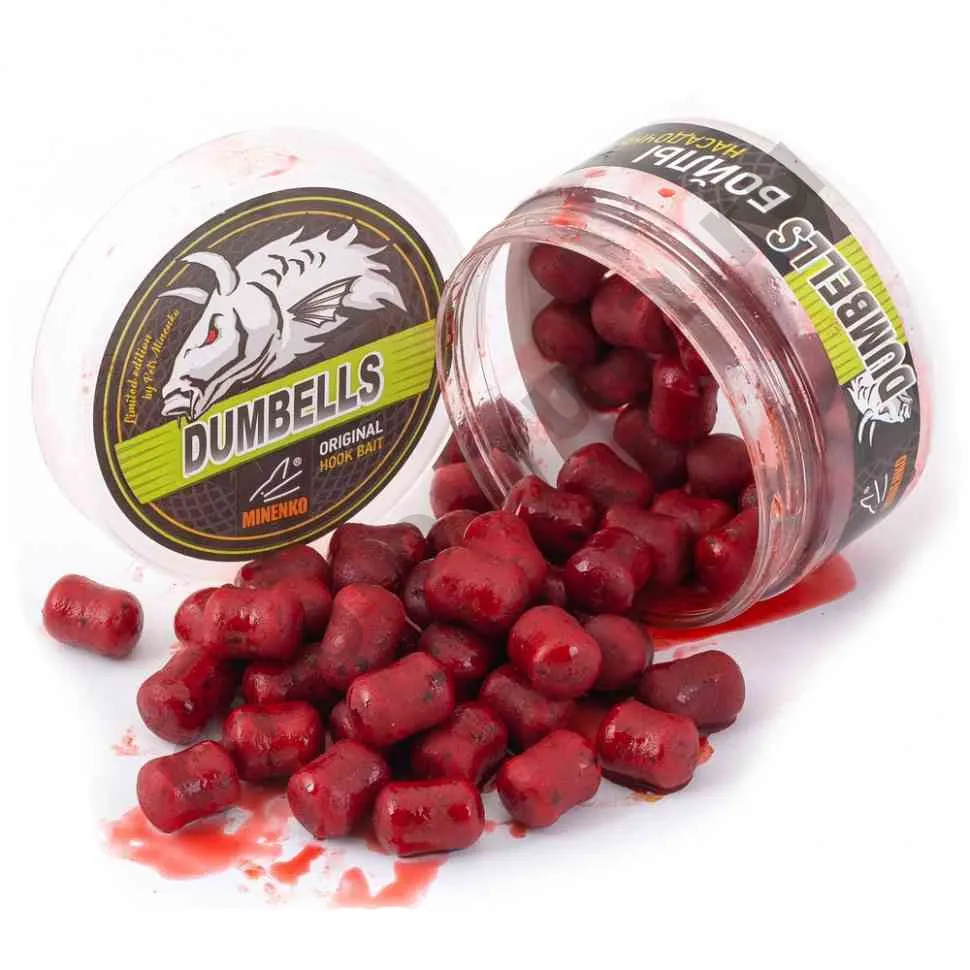 Бойлы Minenko Dumbells 14х20мм Strawberry (насадочные) вареные в дипе
