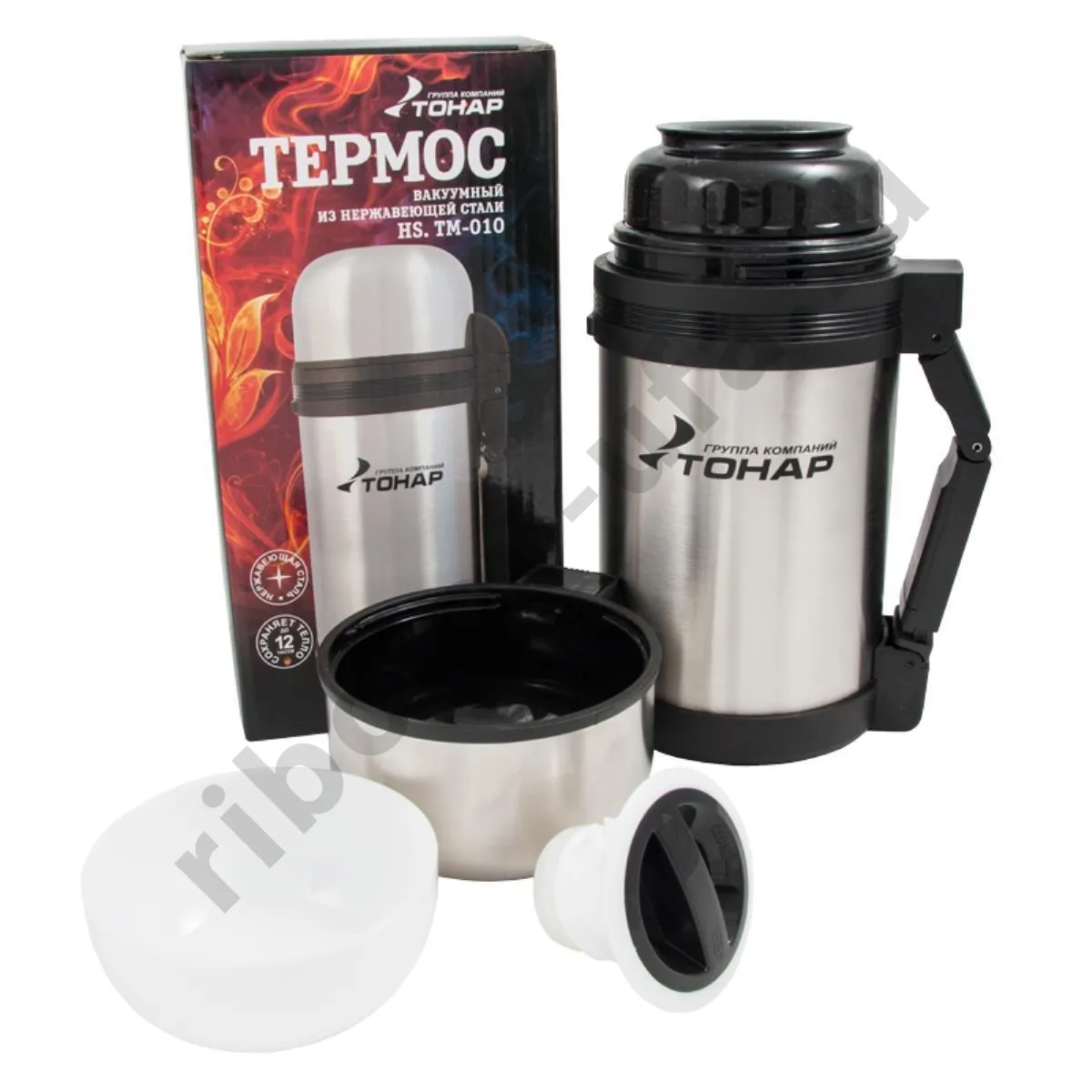 Термос Tonar 1.0л HS.TM-010 (дополн.пласт.чашка, скл.ручка, ремень)