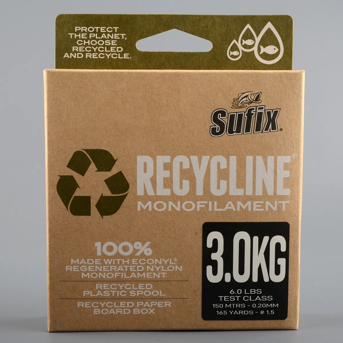 Леска Sufix Recycline зеленая 150 м, 0,20 мм, 3кг