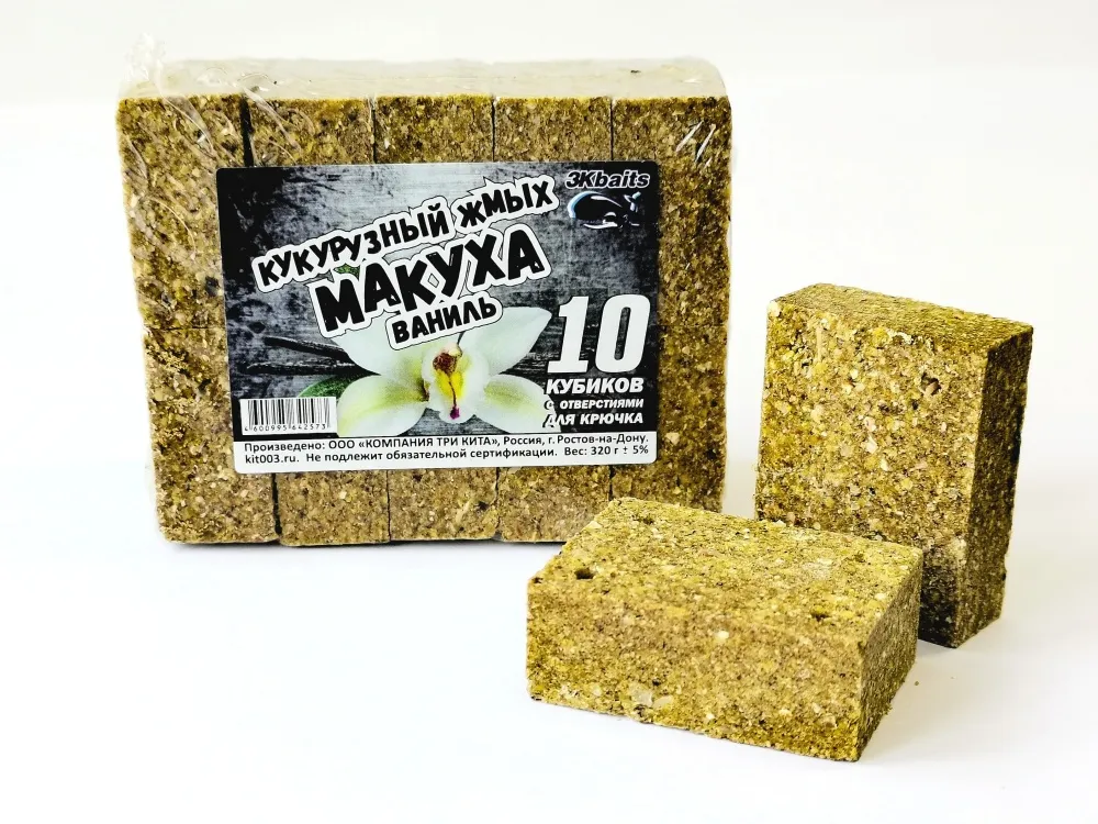 Макуха Три Кита (кукуруза, жмых) с отверстием 350гр. Ваниль