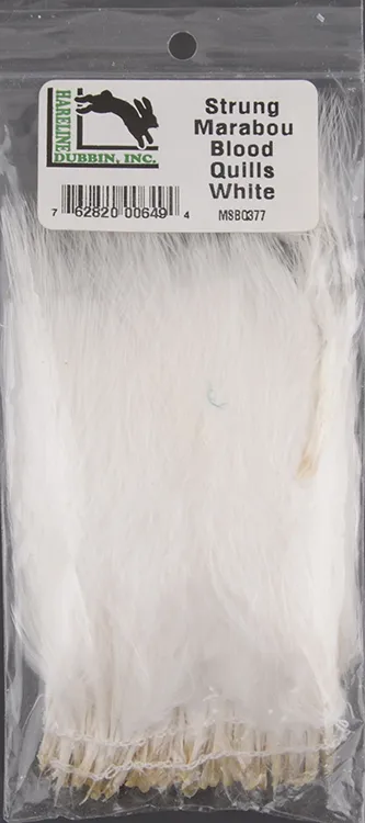 Перья марабу HARELINE Marabou Strung Blood Quills WHITE HRL  MSBQ377