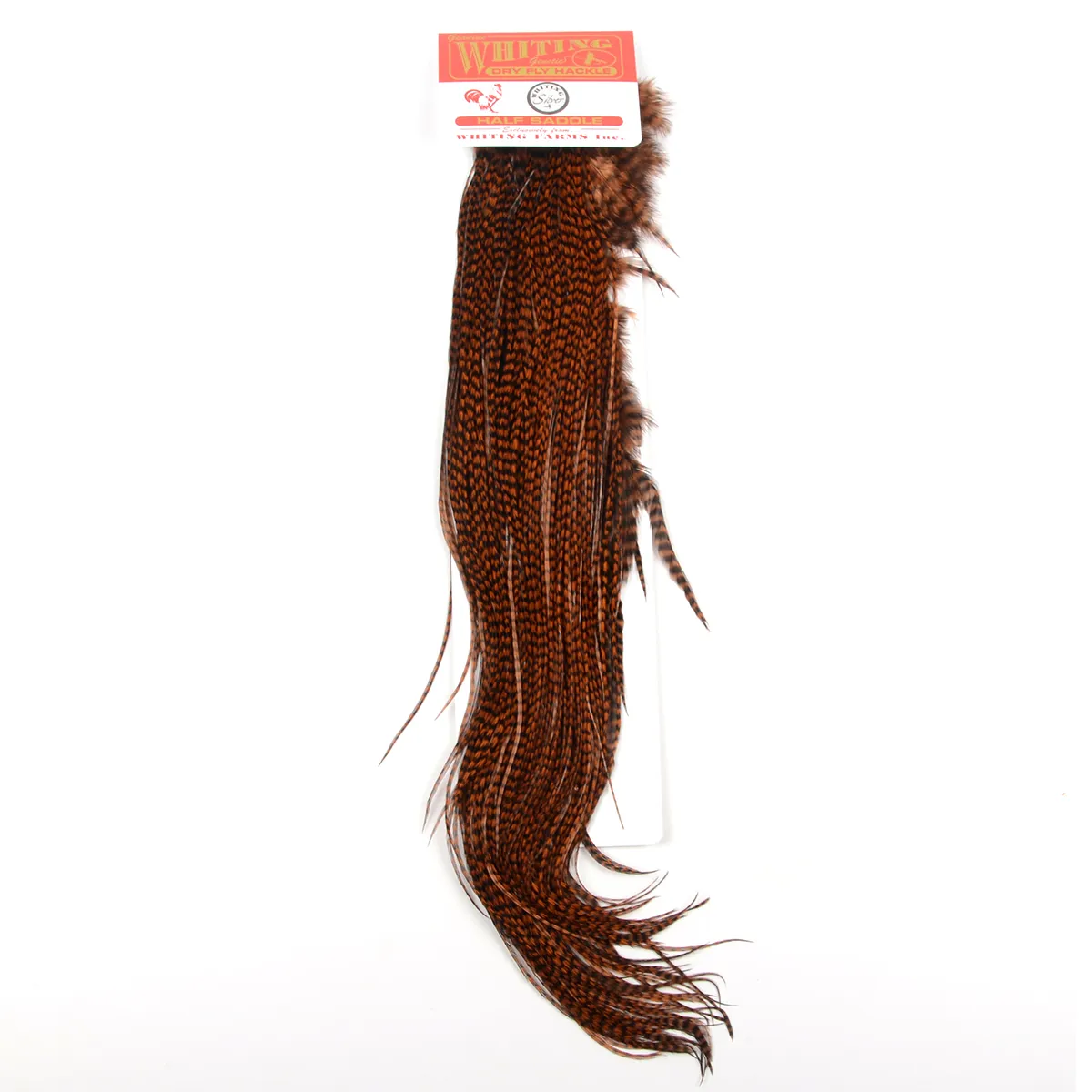 Половинка петушиного седло Whiting Silver Midge 1/2 Saddle Grizzly dyed Brown