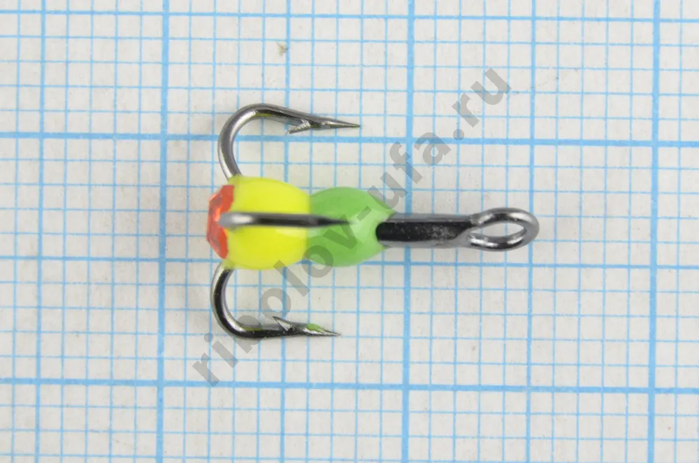 Тройник Dag Master Капля Светофор со стразой красный с кр.Mustad №12