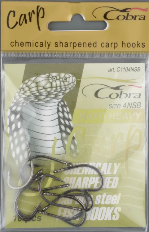 Одинарные крючки Cobra CARP KAYO HEAVY сер.1104 разм.004