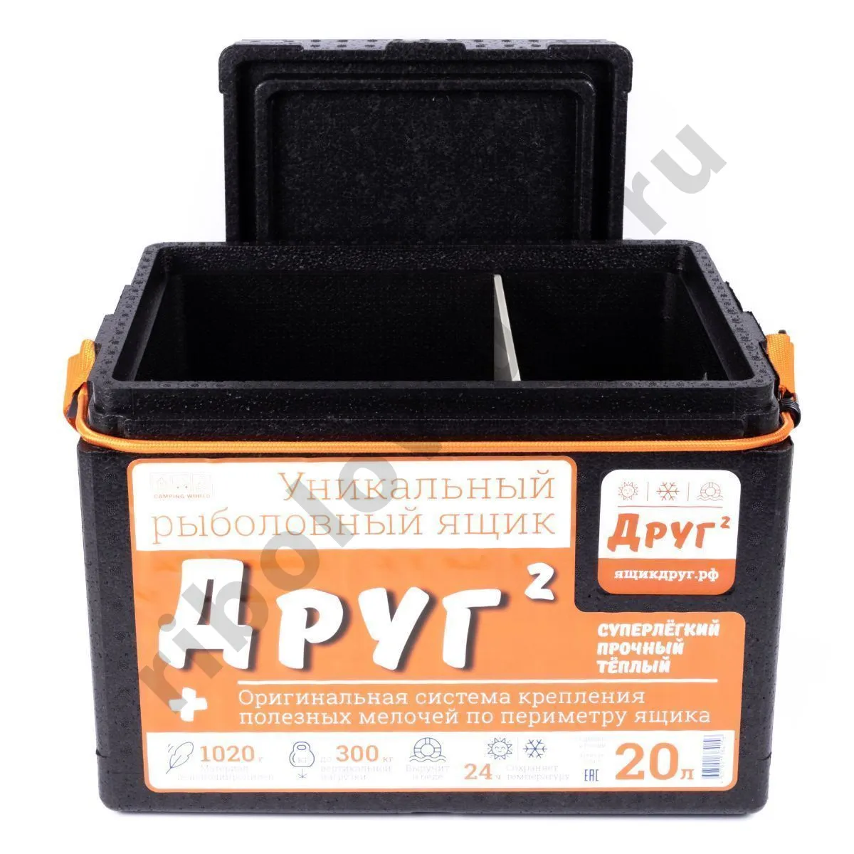 Ящик зимний Camping World Друг-2+ (32.5х43х29см) 20л черный + оригинальная система крепления 