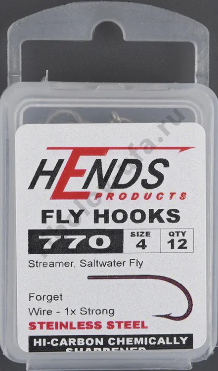 Крючки Hends 770 Salwater Fly, Streamer Steinless Steel #4 (12шт/уп)