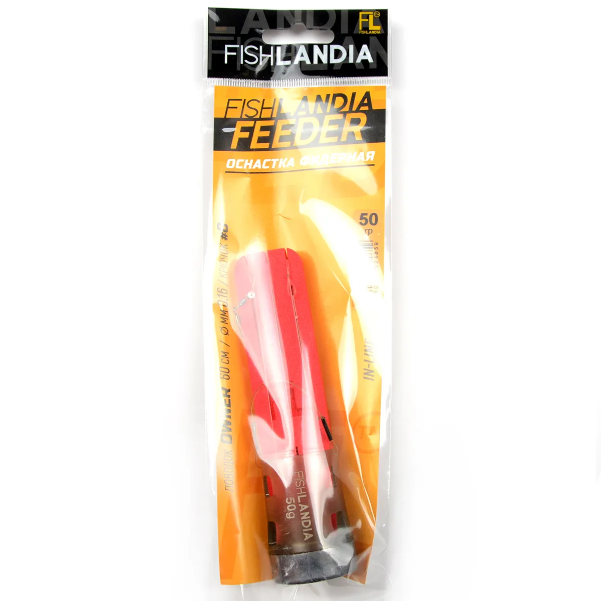 Монтаж фидерный Fishlandia In-Line пов. Owner 60см,d 0,16мм, кр. №8. Кормушка Тура 40гр