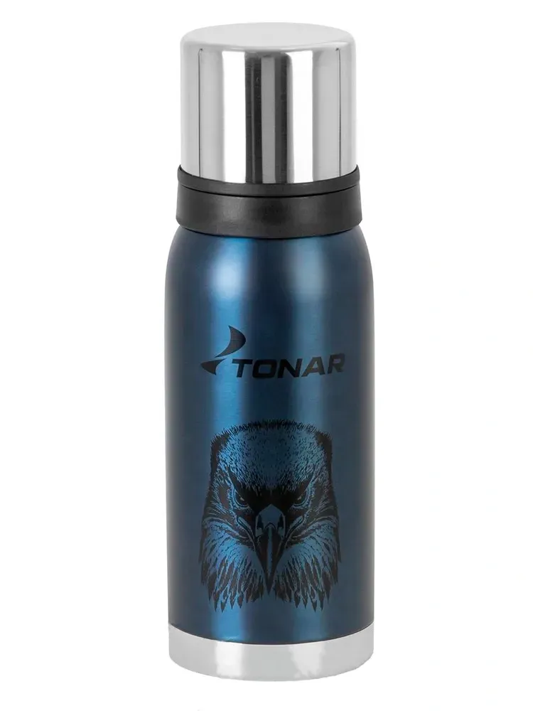 Термос Tonar 1.0л HS.TM-054S-BE Орел с ситечком синий (2 крышки-кружки)