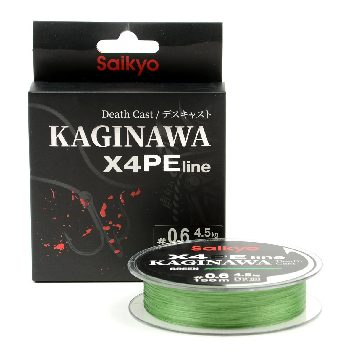 Шнур плетеный Saikyo Kaginawa X4PE 150m, зеленый #0,6 (0,128mm), 4,5kg