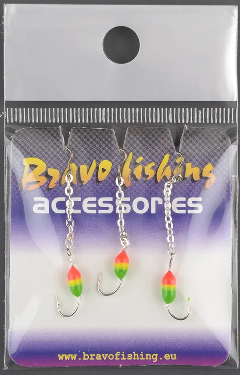 Мормышка вольфрам Bravo Fishing эпоксид. крючок №10 цв.SF на цепочке 3.0см, заст. №2 Sil