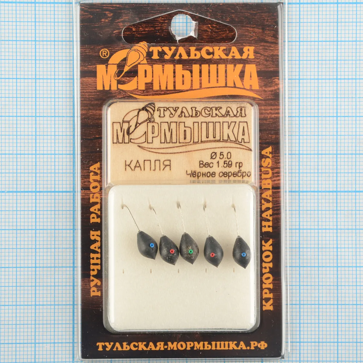 Мормышка вольфрам.Тульская Капля с кембриком 5,0мм черное серебро