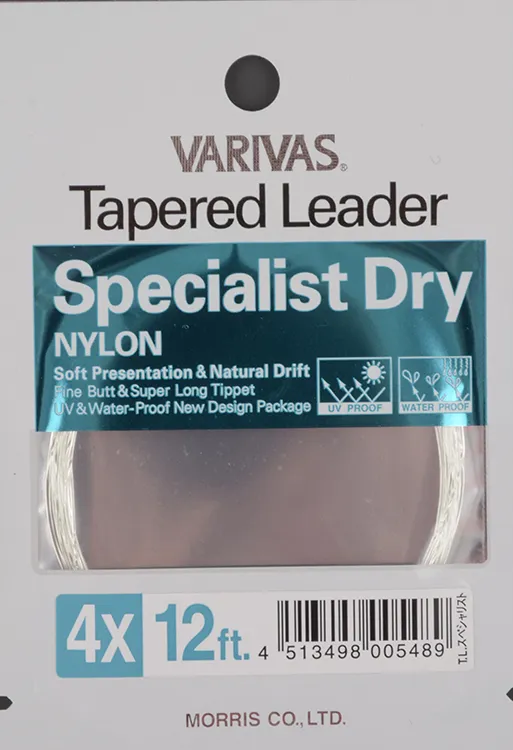 Подлесок конусный Varivas Specialist Dry Tapered Leader Pale Green 12ft 4х 