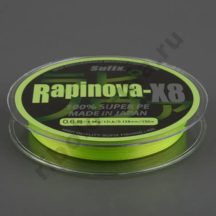 Шнур плетёный Sufix Rapinova-X8 150 м PE#1.2, ярко-зеленый, 0.185 мм 11.9кг