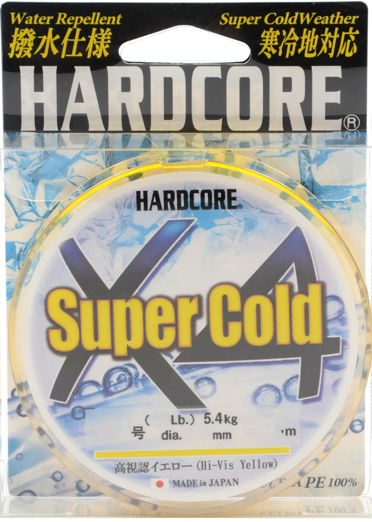 Шнур плетёный Duel Hardcore Super Cold X4 150m Hi-Vis Yellow #0,6 (0,13мм)