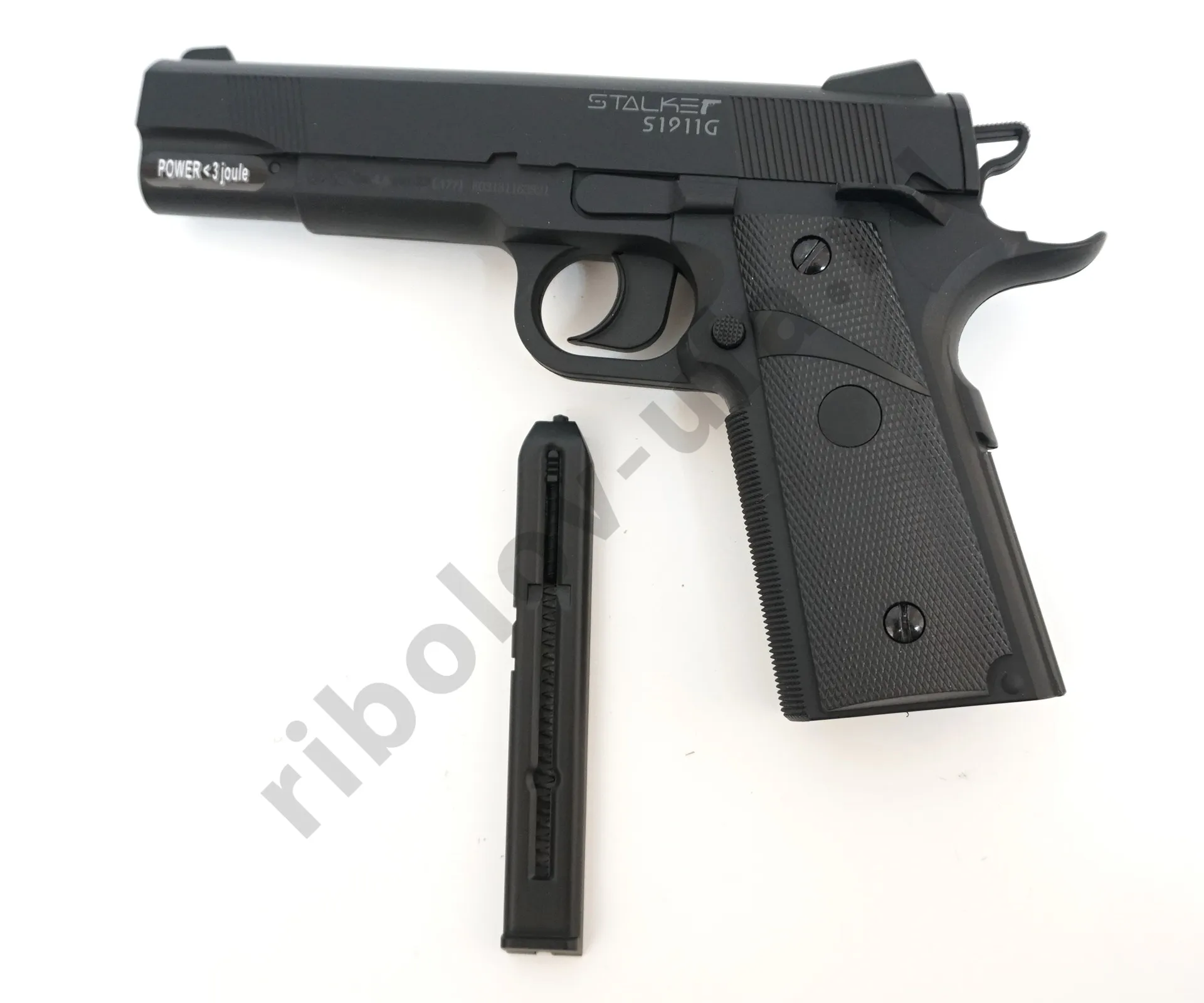 Пистолет пневм. Stalker S1911G, кал 4,5мм. 12г СО2, пластик, 120 м/с (Colt 1911)