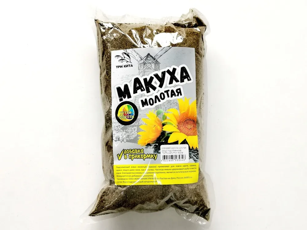 Макуха молотая Три Кита (жмых подсолнечника) 500гр. Тутти-Фрутти