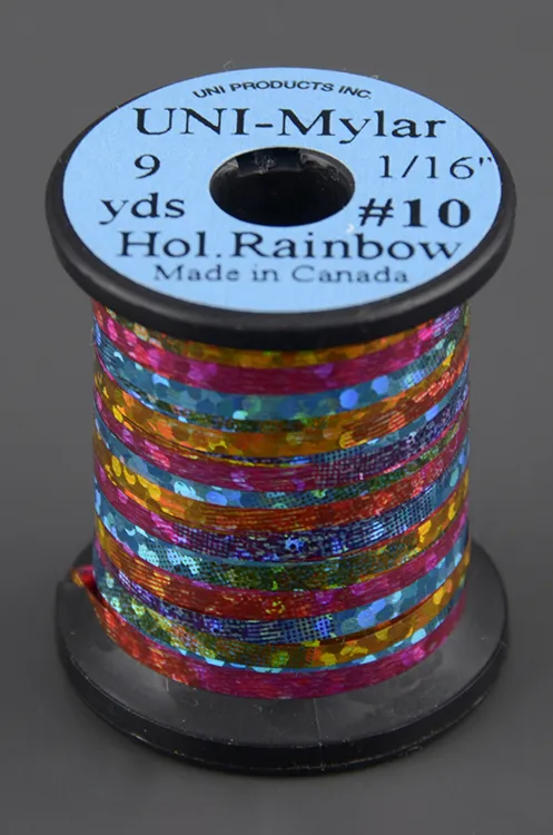 Плоский люрекс UNI-Mylar #10 Holographic Rainbow 1/16 in